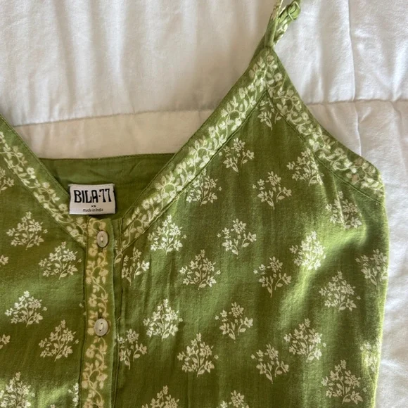 Bila 77 Green Floral Tiered Midi Dress - Boho Cottagecore - XS - Picture 3 of 6